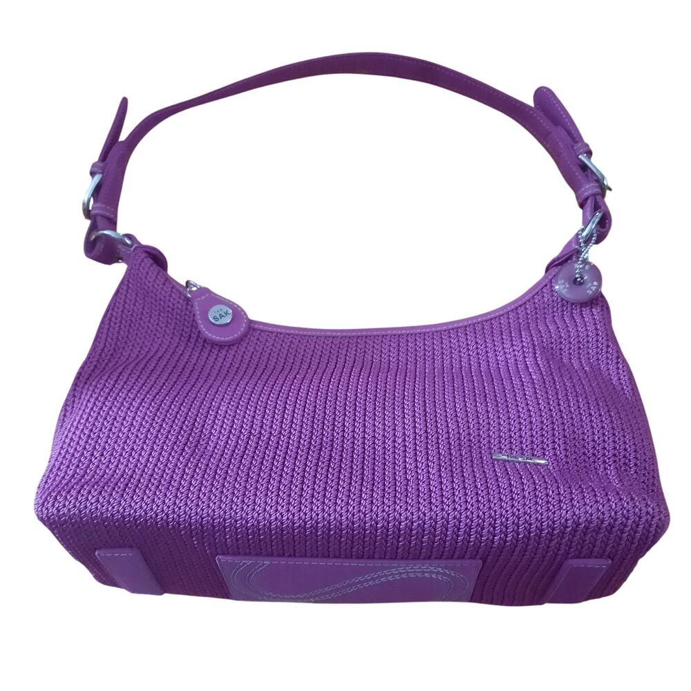 The Sak Womens Purple Knit Hobo Style Bag Zip Closure and Inside Zip Beautiful!